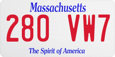 MA license plate 280VW7