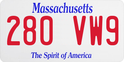 MA license plate 280VW9