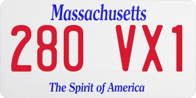 MA license plate 280VX1
