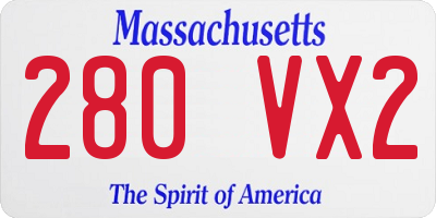 MA license plate 280VX2