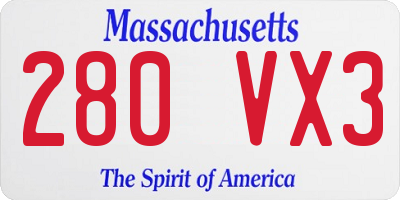 MA license plate 280VX3