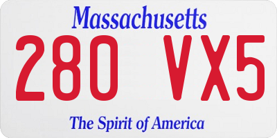 MA license plate 280VX5