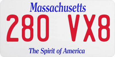 MA license plate 280VX8