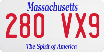 MA license plate 280VX9