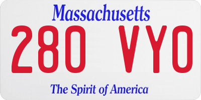 MA license plate 280VY0