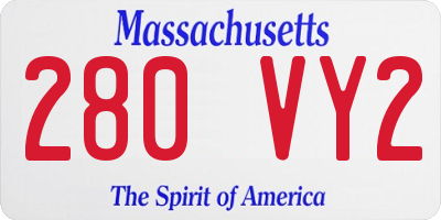 MA license plate 280VY2