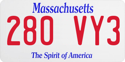 MA license plate 280VY3