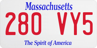 MA license plate 280VY5