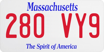 MA license plate 280VY9
