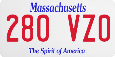 MA license plate 280VZ0