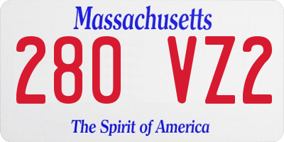 MA license plate 280VZ2