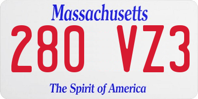 MA license plate 280VZ3