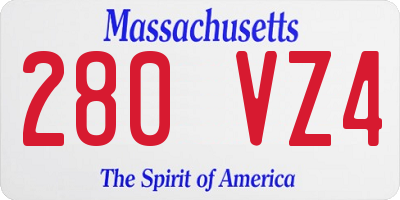 MA license plate 280VZ4