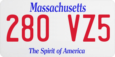 MA license plate 280VZ5