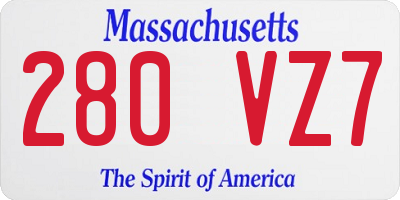 MA license plate 280VZ7