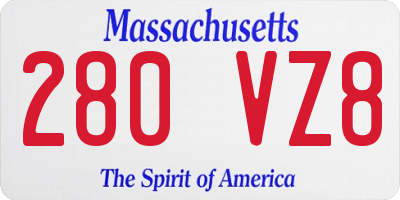 MA license plate 280VZ8