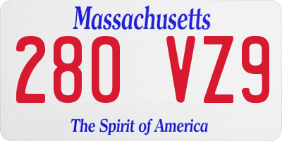 MA license plate 280VZ9