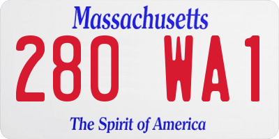 MA license plate 280WA1