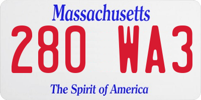 MA license plate 280WA3
