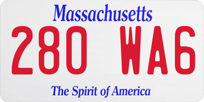 MA license plate 280WA6
