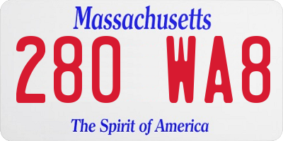 MA license plate 280WA8