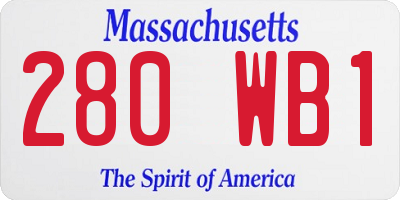 MA license plate 280WB1