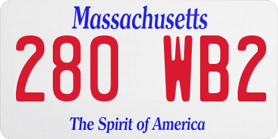 MA license plate 280WB2