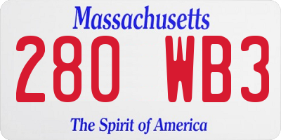 MA license plate 280WB3