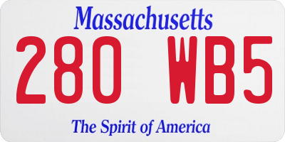 MA license plate 280WB5