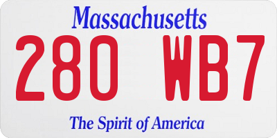 MA license plate 280WB7