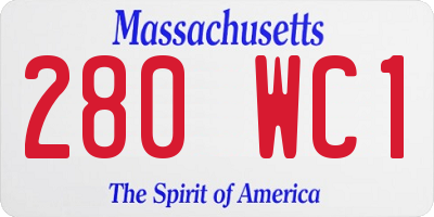 MA license plate 280WC1