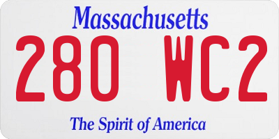 MA license plate 280WC2