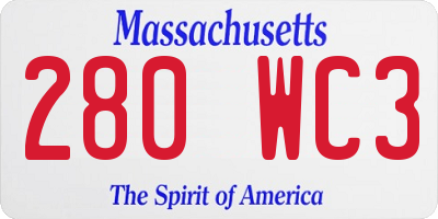 MA license plate 280WC3