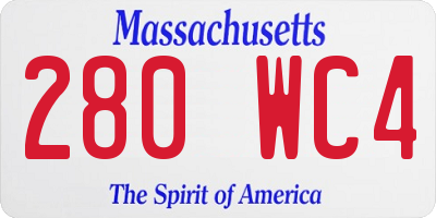 MA license plate 280WC4