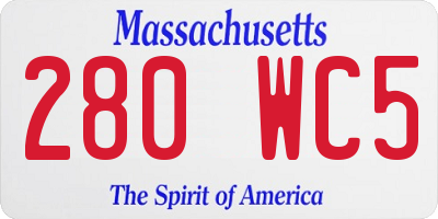 MA license plate 280WC5