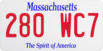 MA license plate 280WC7