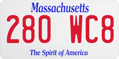 MA license plate 280WC8