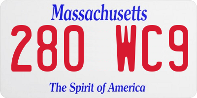 MA license plate 280WC9
