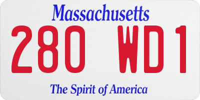 MA license plate 280WD1