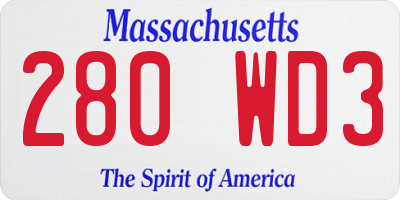 MA license plate 280WD3