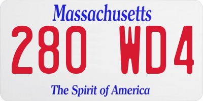 MA license plate 280WD4