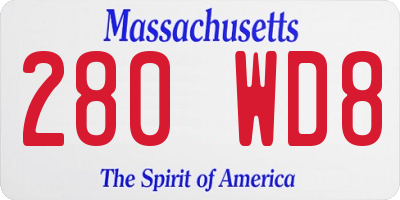 MA license plate 280WD8