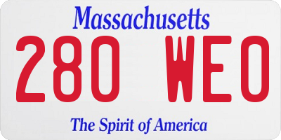 MA license plate 280WE0