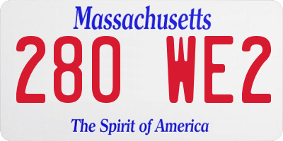 MA license plate 280WE2