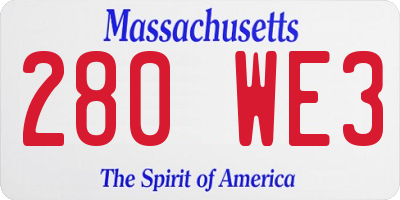 MA license plate 280WE3