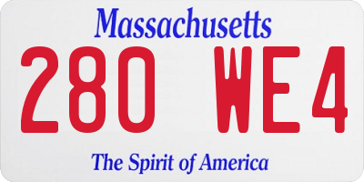 MA license plate 280WE4