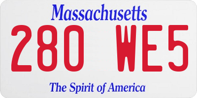 MA license plate 280WE5