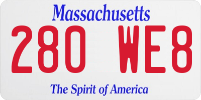 MA license plate 280WE8