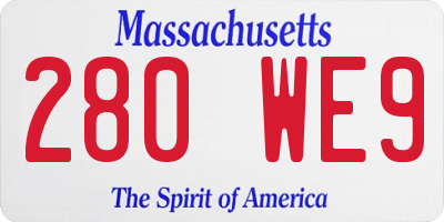 MA license plate 280WE9