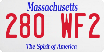 MA license plate 280WF2